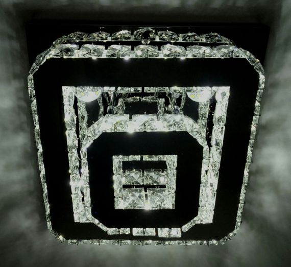 Люстра стельова кришталева LED з пультом 25662 Хром 18х33х33 см. | Зображення 4