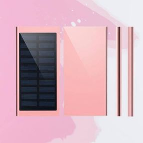 Power bank 20000mAh із сонячною панеллю Solar Charger Рожевий