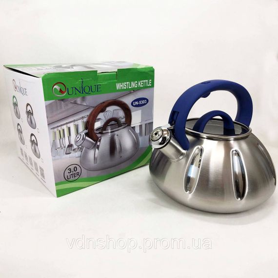 Чайник з нержавіючої сталі з пищалкою Unique, Чайник нержавіючої сталі якісний на кухню 3 л SN-15 | Зображення 1
