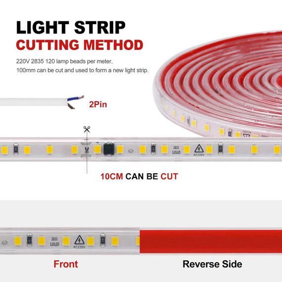 Світлодіодна LED стрічка PROLUM 2835\120 IP67 220V Series S Білий 5500-6000К | Зображення 6