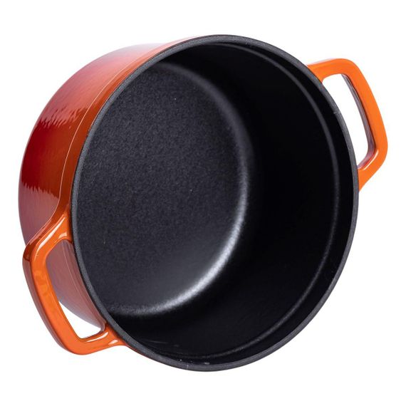 Кастрюля чугунная эмалированная 2 л с крышкой Ø20 см Оранжевая HP-1-2O | Зображення 3