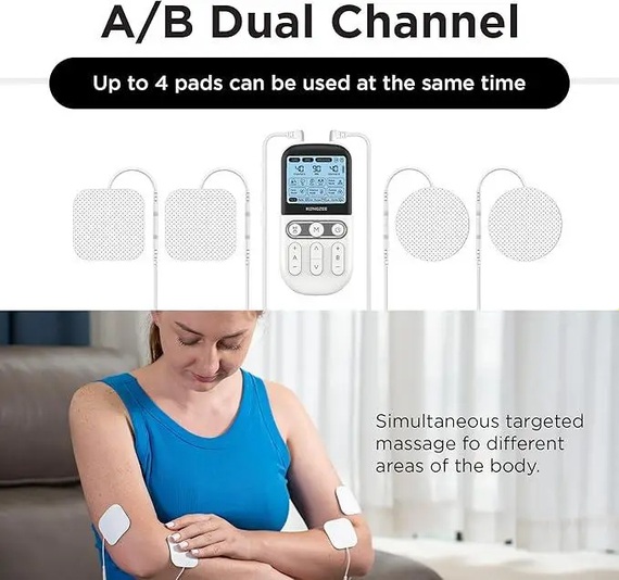 ЕМС-массажёр Аппарат для электростимуляции мышц Kongzee 4 в 1 Tens&Muscle Stimulator AS9026 импульсный ,красный | Зображення 3
