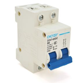 Автоматичний вимикач постійного струму CHCYZO DZ47-63DC-B6, 2P, 6A, 12-125V