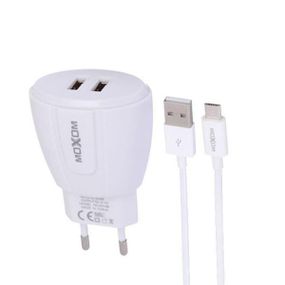 Сетевое зарядное устройство MOXOM 2в1 micro 2USB/2.1A (KH-68)