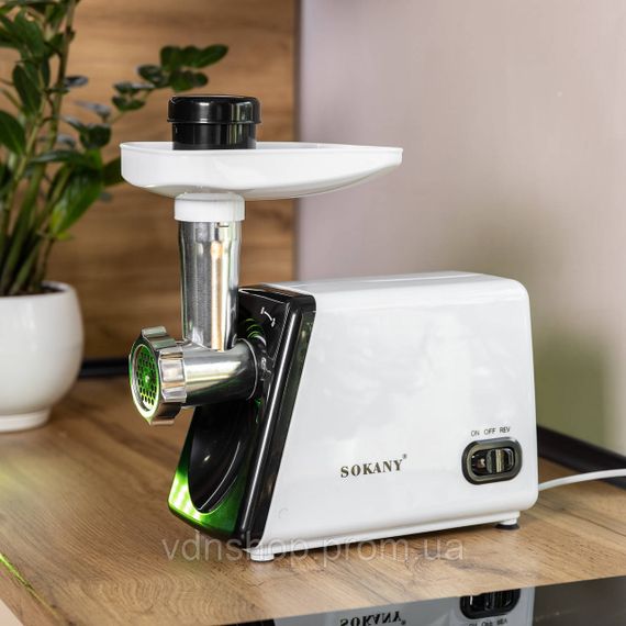 Электрическая мясорубка для фарша Sokany электромясорубка для дома мощная 2500 Вт с насадками Белая SK-312 | Зображення 5