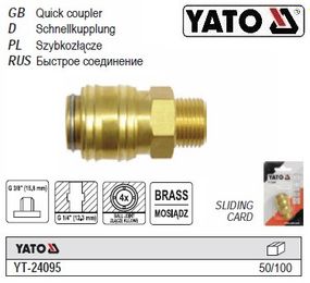 Швидкознімне з'єднання YATO Польща пневмо латунь Ø=1/4"-3/8" YT-24095