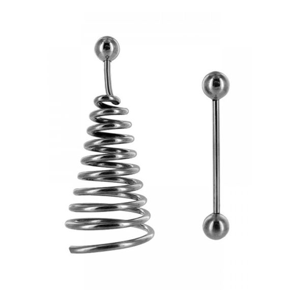 Спиральный удлинитель сосков с сережкой Master Series металлический sexstyle