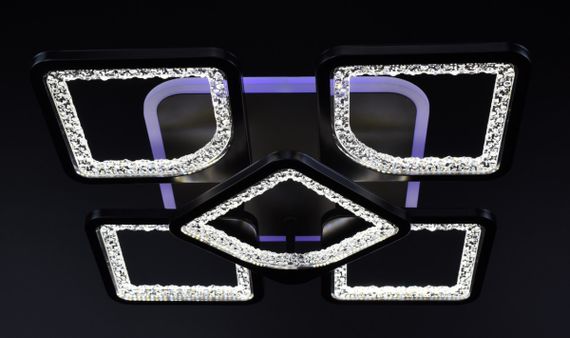 Люстра світлодіодна стельова LED світильник для квартири на стелю лед з пультом 25991 Чорний 11х40х40 см. | Зображення 9