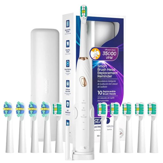 Звукова електрощітка Seago SG-2316 White, з кейсом і 10 насадками