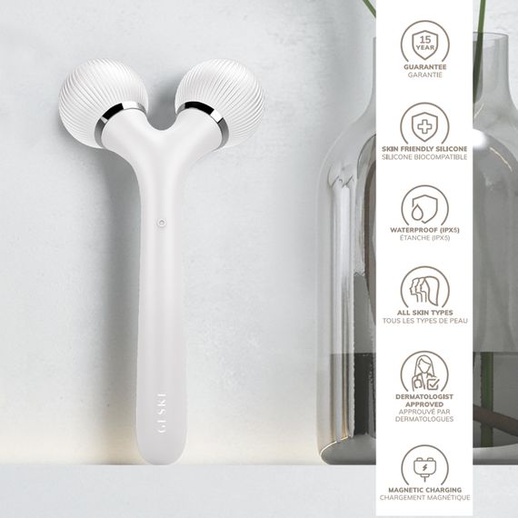 Електронний ультразвуковий ролик для обличчя та тіла GESKE Sonic Facial&Body Roller 4в1 white | Зображення 2