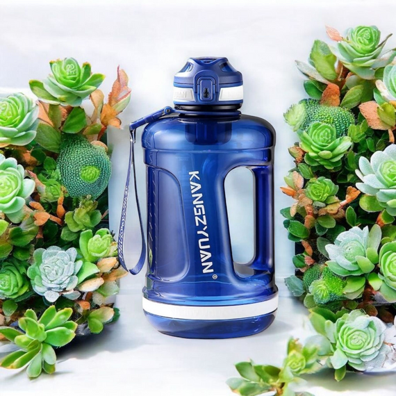 Эко-бутылка KANGZYUAN 1500 мл (1.5 л) - Синяя Tritan BPA-free, ударопрочная, спортивная с ручкой и ремешком | Зображення 7