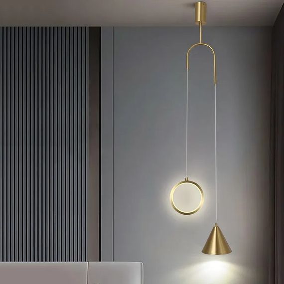 Люстра світлодіодна підвісна LED світильник для квартири на стелю лед 26846 Латунь 65-200х40х18 см. | Зображення 1