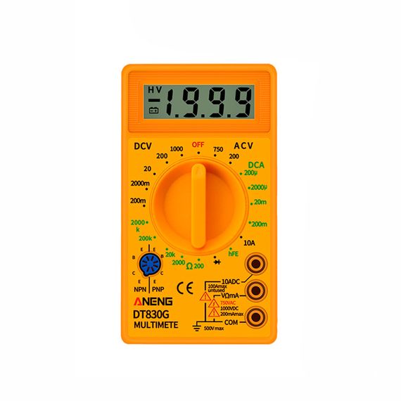 Мультиметр ANENG AN-DT830G, вимірювання: V, A, R, C, функція hFE
