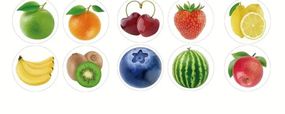 Стікери наклейки  "Фрукти"  , 50 шт