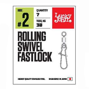 Вертлюги c застеж. LJ Лаки Джон Pro Series ROLLING SWIVEL FASTLOCK 004 7шт.