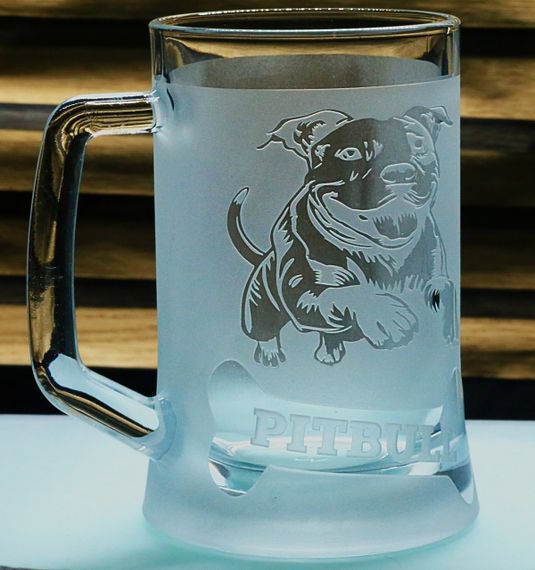 Келих для пива 670 мл з ручкою з гравіюванням Пітбуль ідеальний подарунок для власника собаки чи поціновувача | Зображення 1