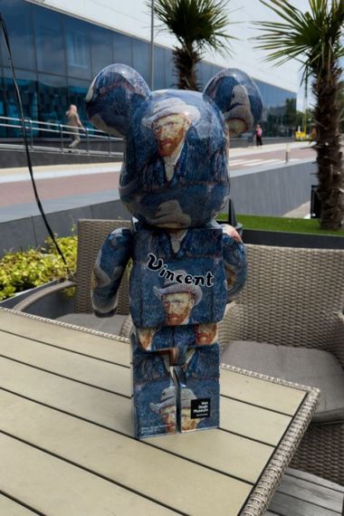 Фигурка Bearbrick Van Gogh Museum дизайнерська статуетка ведмідь Беарбрік 70 см mb042 синя | Зображення 3