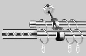 Карниз для штор двухрядный металлический 19 мм, Алюр Стальной