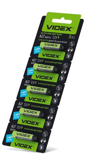 Батарейка лужна Videx А27 5шт BLISTER CARD | Зображення 1