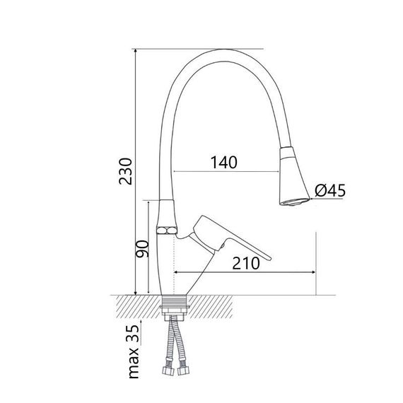 Змішувач для кухні Lidz Tani 007F3 з гнучким виливом (k40) LDTAN007F3GCR31869 Chrome/Grey | Зображення 1