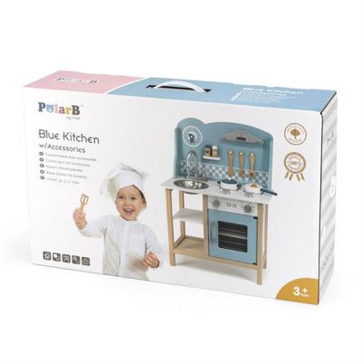 Ігровий набір Viga Toys кухня з дерева з аксесуарами PolarB блакитна (44047) | Зображення 6