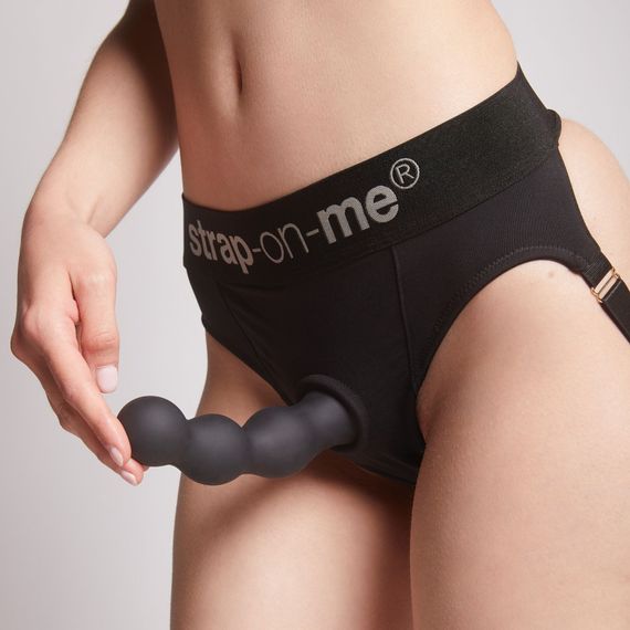 Насадка для страпона Strap-On-Me Dildo Plug Balls Black S | Зображення 4