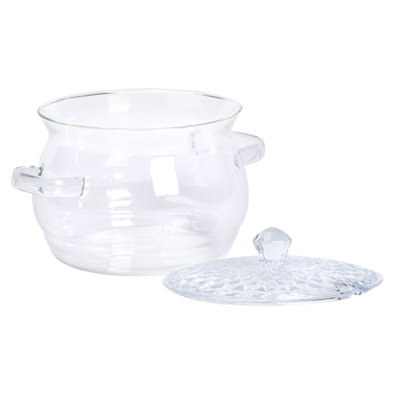 Кастрюля стеклянная с крышкой 2 литра из боросиликатного стекла посуда супница стеклянная с крышкой HP-34-6 | Зображення 2