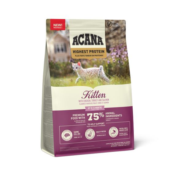 Acana Highest Protein Kitten сухий корм з куркою, індичкою та лососем для кошенят 1.8 кг | Зображення 2