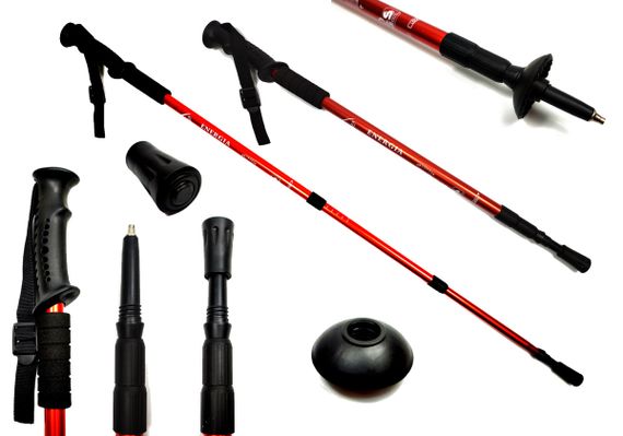 Трекинговая палка для скандинавской ходьбы EasyFit 1 штука Черно-красная 1 шт (EF-3924-R) | Зображення 1