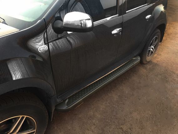 Бокові пороги Allmond Black (2 шт., Алюміній) для Renault Duster 2008-2017 рр