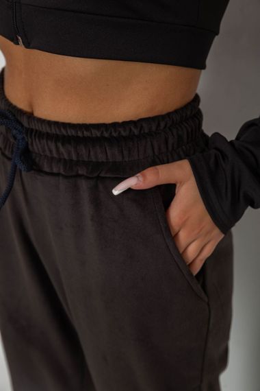 Спортивные штаны велюровые женские на флисе, цвет черный, 238R58644 | Зображення 4