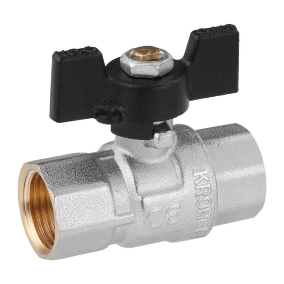 Кран кульовий Kroner 1/2" ВВ PN40 метелик, нікельований (CV033206) | Зображення 2