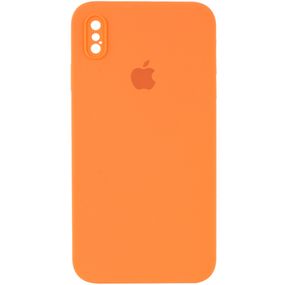 Чохол Silicone Case Square Full Camera Protective (AA) для Apple iPhone XS / X (5.8") Помаранчевий / Papaya
