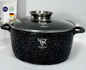 Каструля казан з мраморним антипригарним покриттям 20 х 9,2см./2,49 Л Top Kitchen TK00051 Чорна