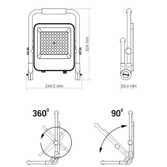LED Прожектор 50W 5000К 220V акумуляторний VL-F2A-505 Premium Videx | Зображення 7