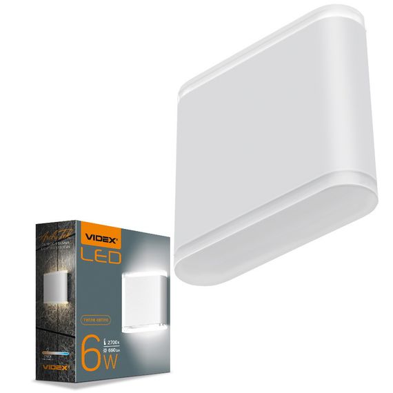 Двосторонній архітектурний світильник VIDEX VL-AR06-062W IP54 6W 2700K в алюмінієвому корпусі, білий | Зображення 1