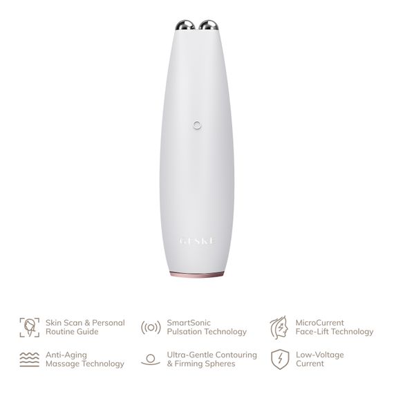 Мікрострумова ручка для підтяжки шкіри обличчя GESKE MicroCurrent Face-Lift Pen 6в1 white, Бежевий | Зображення 1