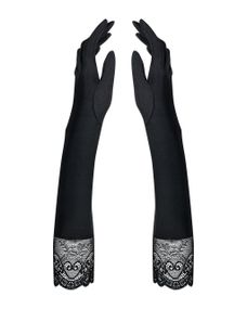 Високі рукавички з каменями та мереживом Obsessive Miamor gloves, black Sex Aura