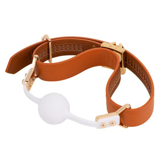 Кожаный кляп с 2-мя насадками LOCKINK Ball-Gag & Gag-bite Set - Brown Sex Aura | Зображення 3