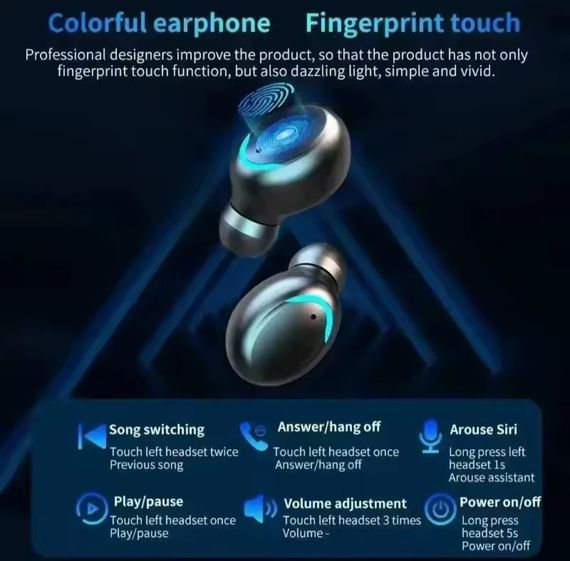 Бездротові навушники F9 TWS bluetooth 5.1 black OPM з павербанком | Зображення 2