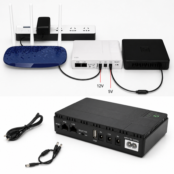 Портативный источник бесперебойного питания для роутера на 10400mAh DC1018P UPS для роутера WiFi | Зображення 2