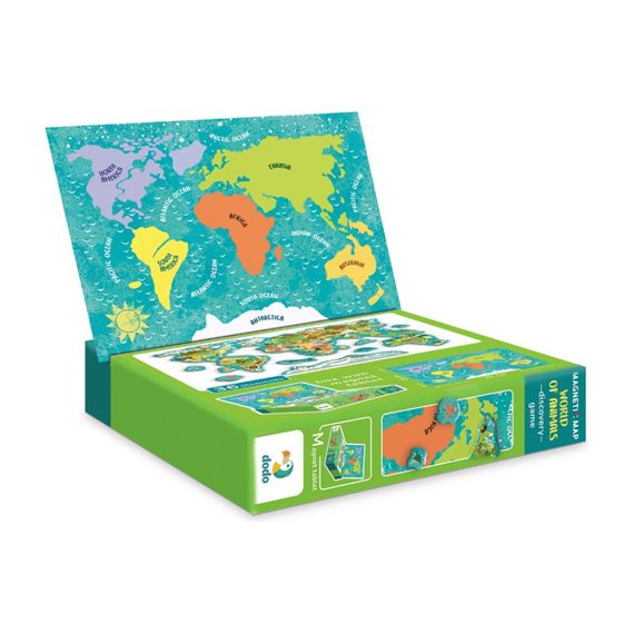 Дитяча магнітна мапа світу тварини 200267, 36 елементів | Зображення 2