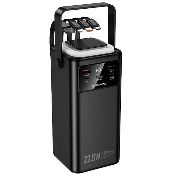Портативний ЗП Power Bank Borofone BJ65A High 22.5W+PD20W with cable 50000 mAh Black | Зображення 2
