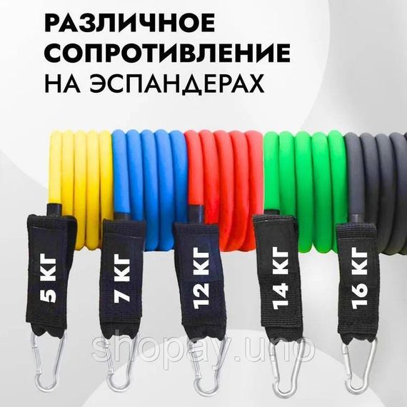 Лента для пилатеса exercise pipe, Набор резинок для фитнеса, Силовой эспандер упражнения OX-95 | Зображення 5
