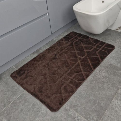 АКЦІЯ Набір килимків для ванної 2шт 50*60см+60*100см Геометрія Standard шоколадний + Фіранка PEVA Дариана | Зображення 6