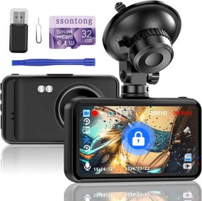 Автомобільний відеореєстратор 1080P FHD із картою пам’яті 32 ГБ — DVR-камера з нічним баченням і широким оглядом