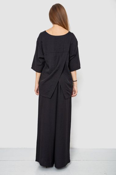 Костюм жіночий тканина льон жатка, колір чорний, 102R5263 | Зображення 2