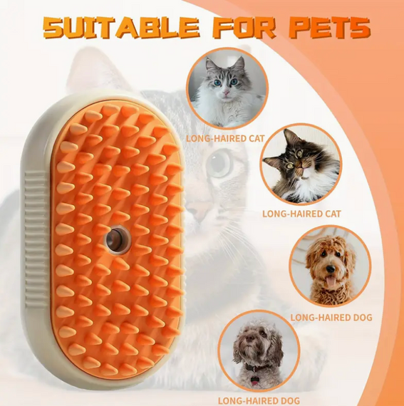 Парова масажна щітка для собак і кішок, для догляду за шерстю, бежева
