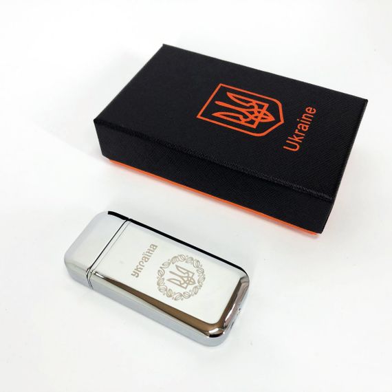 Дугова електроімпульсна запальничка USB Герб України (індикатор заряду, ліхтарик) HL-442. GZ-749 Колір: срібло | Зображення 5