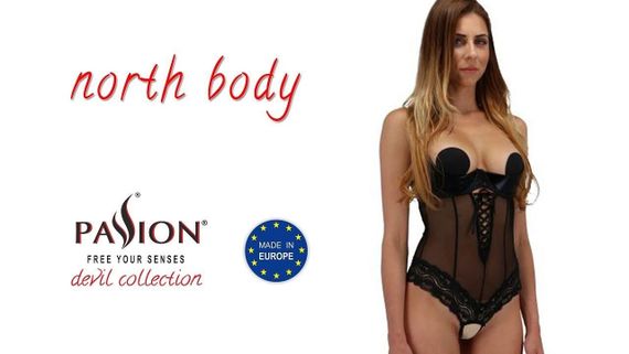 Боді з відкритими грудьми Passion Exclusive NORTH BODY, Чорний, L, XL, L/XL | Зображення 2